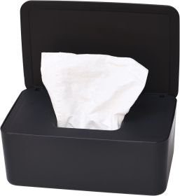 Diaper Wipes Dispenser, Tissue Storage Box Case, Wet Wipe Dispenser Holder with Lid for Home, Office, Cars (Color: Black)