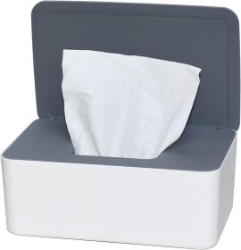 Diaper Wipes Dispenser, Tissue Storage Box Case, Wet Wipe Dispenser Holder with Lid for Home, Office, Cars (Color: Gray-white)