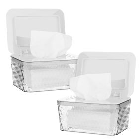 Wipes Dispenser, One-Handed Operation Wipe Holder for Baby & Adult, Seal-Designed Wipes Container for Bathroom Keep Diaper Wipes Fresh (Color: 2 Pack White)
