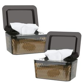 Wipes Dispenser, One-Handed Operation Wipe Holder for Baby & Adult, Seal-Designed Wipes Container for Bathroom Keep Diaper Wipes Fresh (Color: 2 Pack Brown)