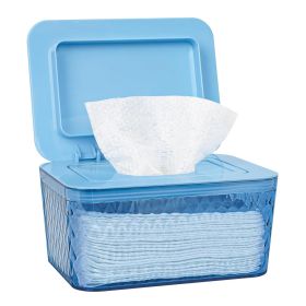 Wipes Dispenser, One-Handed Operation Wipe Holder for Baby & Adult, Seal-Designed Wipes Container for Bathroom Keep Diaper Wipes Fresh (Color: Blue)