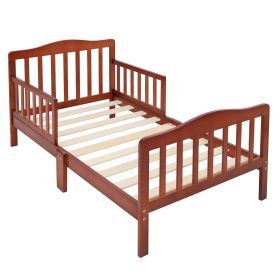 Wooden Baby Toddler Bed Children Bedroom Furniture with Safety Guardrails Espresso (Title: default title)