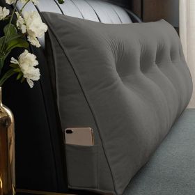 Triangle Reading Cushion with a button-180*50*20cm (Color: gray)