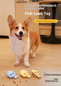 Fish-Shaped Dog Treat Dispenser Toy – Food-Grade Silicone Slow Feeder for Boredom Relief (Color: Blue)