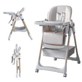 Adjustable Baby High Chair 0-6 Years – Portable Infant Feeding Seat with Safety Belt, Silent Lockable Wheels & Easy-Clean Design for Home, Dining (Color: as Pic)