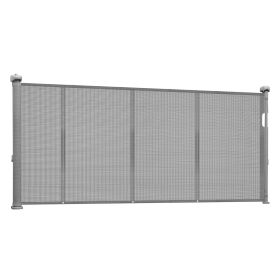 Retractable Baby Gate, 34 inch Tall, Extends up to 110 inch Wide, Retractable Gate for Kids or Pets, Mesh Material, Easy to Install for Indoor Stairs (Color: gray)
