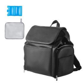 Breast Pump Backpack, Breast Feeding Bag with Ice Pack, Fits for S1/S2, Pumping Accessories & Breastmilk Storage, Portable Pump Carrying Case for Work (Color: Black, material: PU Leather)