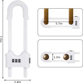 4 Pack Cabinet Locks with Combination U Shaped Sliding Cabinet Door Lock Child Proof Cupboard Locks Baby Proof Adjustable Safety Lock for Closet Code (Color: White)