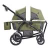 All-Terrain Stroller Wagon, 2 Seats Foldable Expedition 2-in-1 Collapsible Wagon Stroller, Includes Canopy, Parent Organizer, Snack Tray & Cup Holders