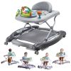 4-in-1 Baby Walker, Foldable Baby Activity Center on Wheels, 3 Adjustable Height, Music & Toys Tray