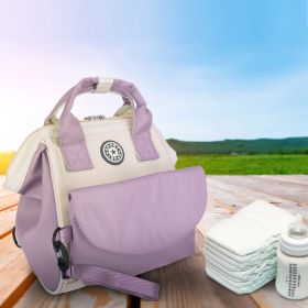 Baby Nappy Diaper Bag with 6 Pockets Burp Cloth Adjustable Shoulder Strap Detachable Small Bag Multifunctional Diaper Changing Bag with 2 Insulated Po (Color: purple)