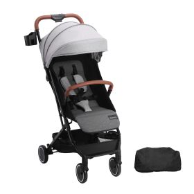 Standard Baby Infant Stroller, Toddler Stroller with 95°-150° Adjustable Backrest & & 0/90°Adjustable Footrest & One-click Folding (Color: Light Gray, Baby Stroller Type: Basic Seat Type)