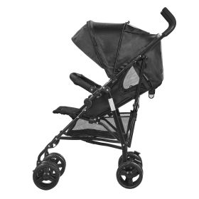 Lightweight Stroller, Compact Easy Fold MultiPosition Recline Canopy Backrest, Carbon Steel Frame, Large Storage Basket,Cup Holder (Color: Black)