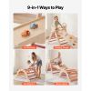 Pikler Triangle Set, 9-in-1 Toddler Climbing Toys Indoor, with 2 Wooden Cars, Cushion, Triangle, Arch, and Ramp, 150 lbs Load