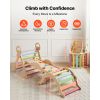 Pikler Triangle Set, 9-in-1 Toddler Climbing Toys Indoor, with 2 Wooden Cars, Cushion, Triangle, Arch, and Ramp, 150 lbs Load