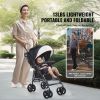Lightweight Stroller, Compact Easy Fold MultiPosition Recline Canopy Backrest, Carbon Steel Frame, Large Storage Basket