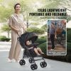 Lightweight Stroller, Compact Easy Fold MultiPosition Recline Canopy Backrest, Carbon Steel Frame, Large Storage Basket,Cup Holder