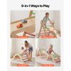 Pikler Triangle Set, 9-in-1 Toddler Climbing Toys Indoor, with 2 Wooden Cars, Cushion, Triangle, Arch, and Ramp, 150 lbs Load