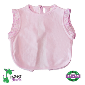 The Laughing Giraffe Baby Ruffle Ringer Apron Bib (Color: pink, size: 2 Ply)