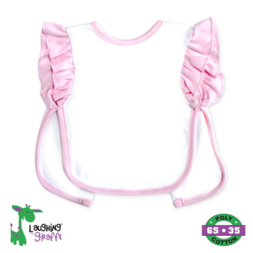 The Laughing Giraffe Baby Ruffle Ringer Apron Bib (Color: White/Pink, size: 2 Ply)