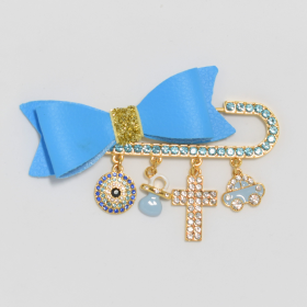 Baby Pins (Color: Cross Blue Bow)
