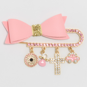 Baby Pins (Color: Cross Pink Bow)