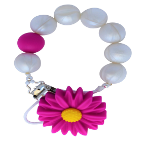 Pacifier Clip (Color: Fuchsia Conch Daisy)