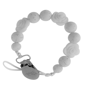 Pacifier Clip (Color: Flower Power White)