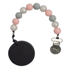 Baby Pacifier Clip (Color: Rose Gray Chocolate Cookie)