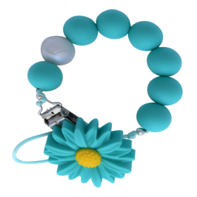 Pacifier Clip (Color: Teal Daisy)