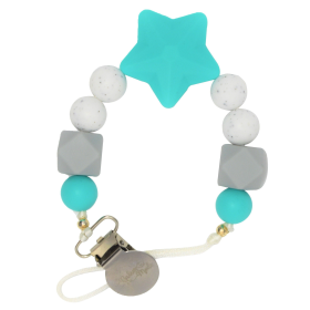Pacifier Clip (Color: Turquoise Star)