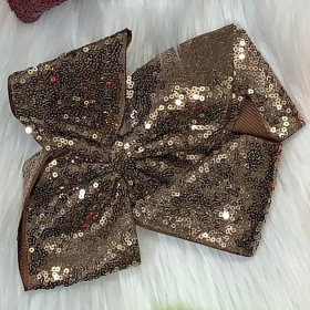 Sequin Hair Bows (Color: Bronze, size: EXTRA LARGE)