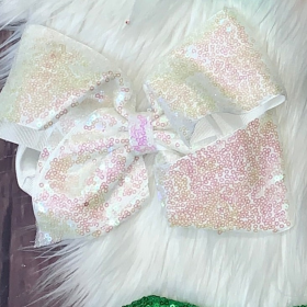 Sequin Hair Bows (Color: Iridescent, size: EXTRA LARGE)