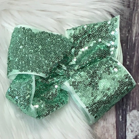Sequin Hair Bows (Color: Mint Green, size: EXTRA LARGE)