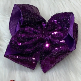 Sequin Hair Bows (Color: Metallic Purple, size: EXTRA LARGE)
