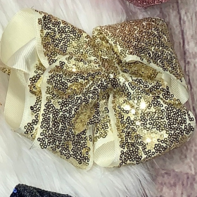Sequin Hair Bows (Color: Gold, size: Super Extra Large)