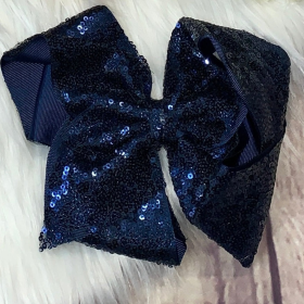 Sequin Hair Bows (Color: Navy blue, size: Super Extra Large)