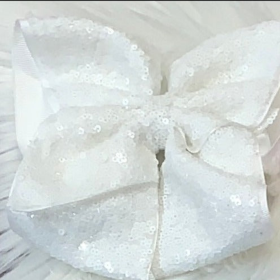 Sequin Hair Bows (Color: White, size: Super Extra Large)
