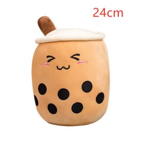 Cute Fruit Drink Plush Stuffed Soft Strawberry Milk Tea Plush Boba Tea Cup Toy Bubble Tea Pillow Cushion Kids Gift (Option: Triangle-24CM)