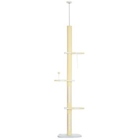 4-Tier Floor To Ceiling Cat Tree Height Adjustable 87 -103 Inch (Option: Yellow-410x160x535 mm)