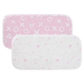 Burp Pads Flannel 2Pk (Color: Pink Star / Pink Xo)