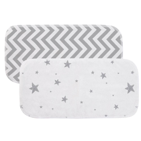 Burp Pads Flannel 2Pk (Color: Grey Chevron / Grey Star)