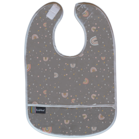 Cleanbib Waterproof Bib (Color: Charcoal Rainbow Print, size: 6-12m)
