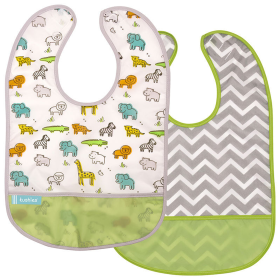 Cleanbib | 2Pack (Color: Safari/ Chevron Green Print, size: 12M Plus)