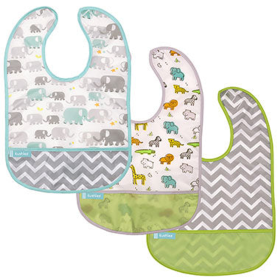 Cleanbib | 3Pack (Color: Safari/ Elephant/ Chevron Green Print, size: 12M Plus)