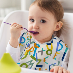 Cleanbib Waterproof Bib (Color: Multi Alphabet Print, size: 12M Plus)