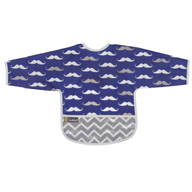 Cleanbib Wp Bib W/Slvs (Color: Navy Mustache Print, size: 6-12m)