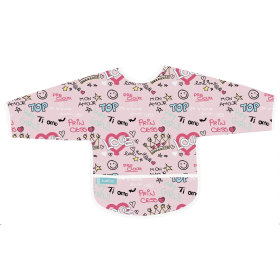 Cleanbib Wp Bib W/Slvs (Color: Pink Love Graffiti Print, size: 6-12m)