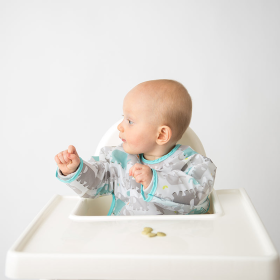 Cleanbib Wp Bib W/Slvs (Color: White Elephants Print, size: 6-12m)