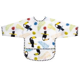 Cleanbib Wp Bib W/Slvs (Color: White Toucans Print, size: 6-12m)